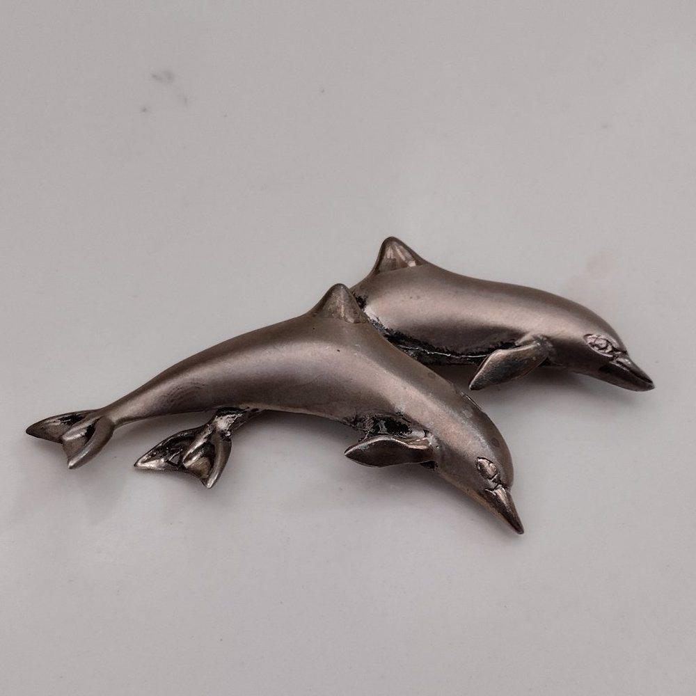 Metal Dolphins Brooch